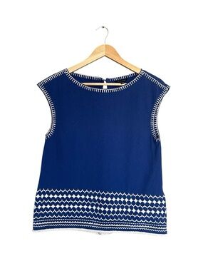 Banana Republic Sleeveless Embroidered Crepe Top
